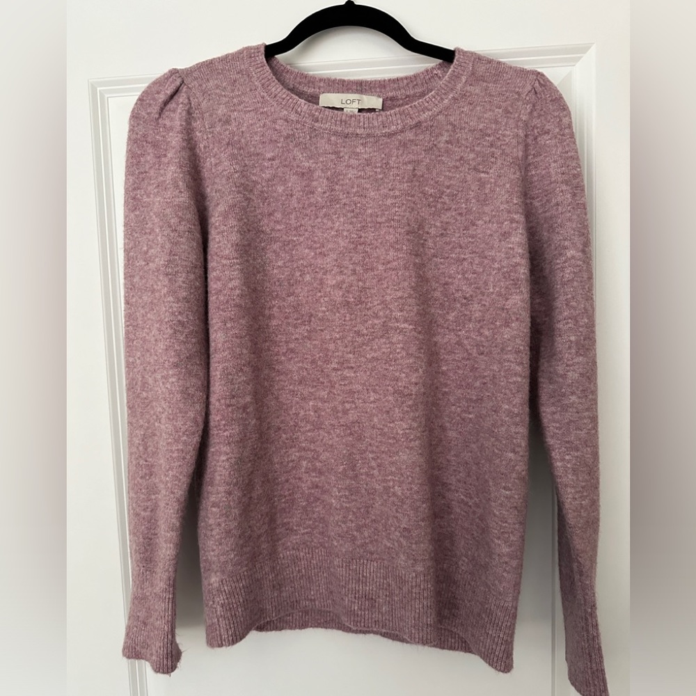 Loft Woman’s Sweater, lavender purple, detailed shoulders size small
